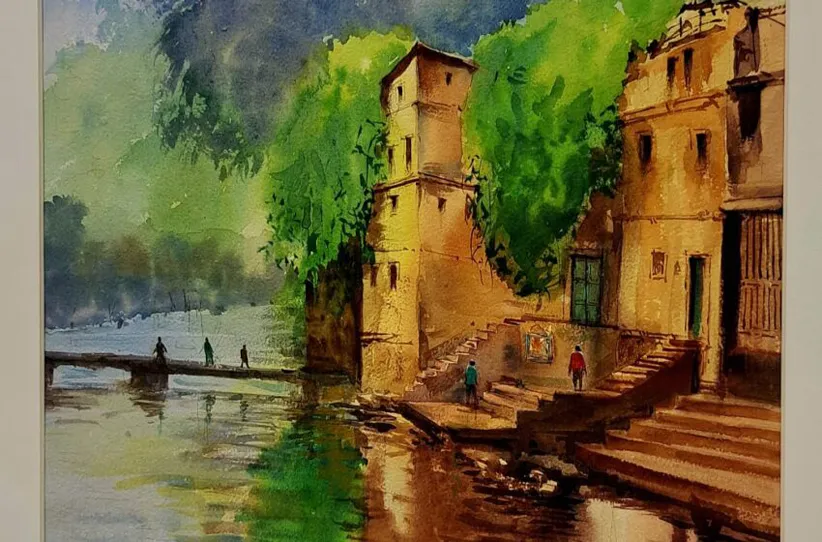 Adarsh Swarajya | नेहरू सेंटरच्या आर्ट गॅलरीत अवतरला वाईतील कृष्णा काठ...