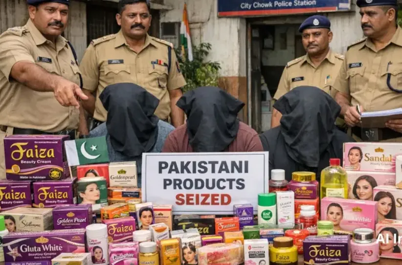 Adarsh Swarajya | पाकीस्तानी सौदर्यप्रसाधने विक्री करणाऱ्यांवर धडक...